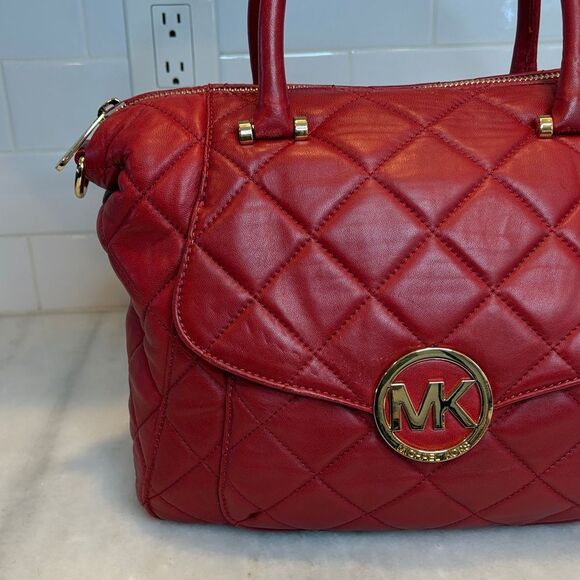 Michael Kors Bag Purse Handbag Leather Fulton Quilted Soft Crossbody Satchel Bag - Picture 4 of 16